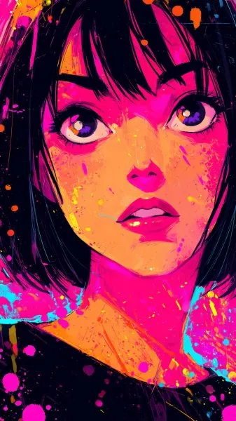 Яркая кокетка в акварельных красках: игривый образ и живописный фон. Генерация из нейросети Миджорни