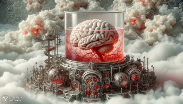 Белый мозг в фрактальном сосуде: стимпанк-трансформация. Нейросеть Dalle