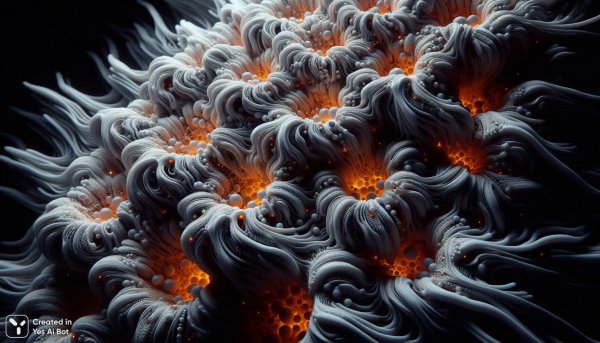 Биомеханическая симфония: жуткое великолепие инопланетной структуры в макросъемке восьми тысяч пикселей. Генерация из нейросети Dalle 3