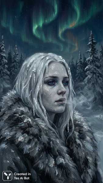 Скандинавская задумчивость: Северное сияние в зимнем пейзаже и отблески Мунка. Картинка из нейронной сети Нано Банана