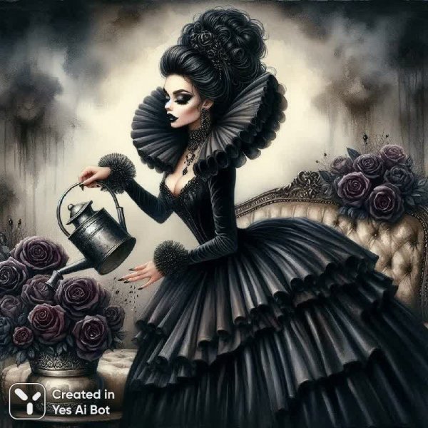 Таинственная красавица в готическом саду роз. Нейронная сеть Dalle 3