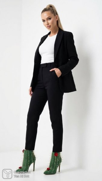 Элегантность и современность: стильный образ с кактусовой кожей. Картинка из нейросети NanoBanana