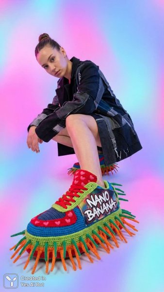 Яркий образ: Нео-кроше и дерзкий стиль в модной фотографии. Генерация из нейросети Nano Banana