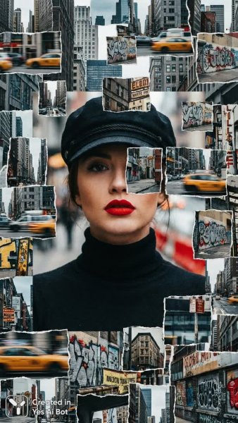 Яркий образ городской элегантности и разбитых отражений в современном искусстве. Картинка из нейросети Nano Banana