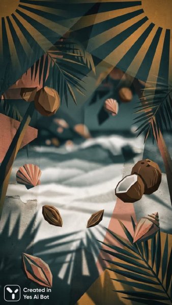 Кубистическая пальма: яркие краски и геометрия тропиков. Изображение из нейросети Нано Банана