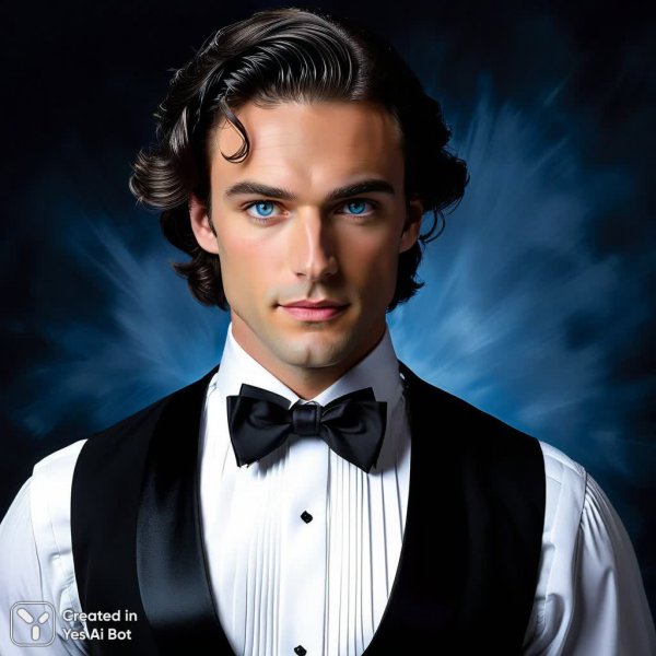 Аристократичная элегантность: портрет уверенного денди в смокинге. Нейросеть Stable Diffusion