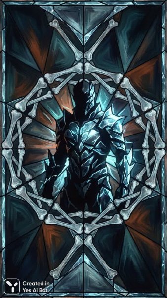 Ледяная осколочность: Кощей в неоновом свете и геометрической геометрии. Картинка из нейросети Nano-Banana