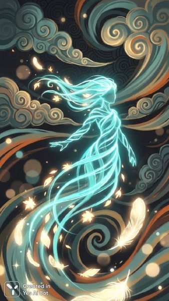 Славянский ветер: иллюстрация в лучах света и ярких лентах. Нейросеть NanoBanana