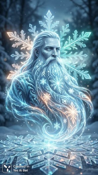 Морозко: сияние льда и славянская зимняя сказка в кристаллах света. Изображение из нейросети Nano Banana