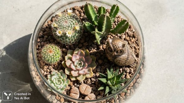 Пленительный мир кактусов и суккулентов в горшке Лечаза. Генерация из нейронной сети Nano-Banana