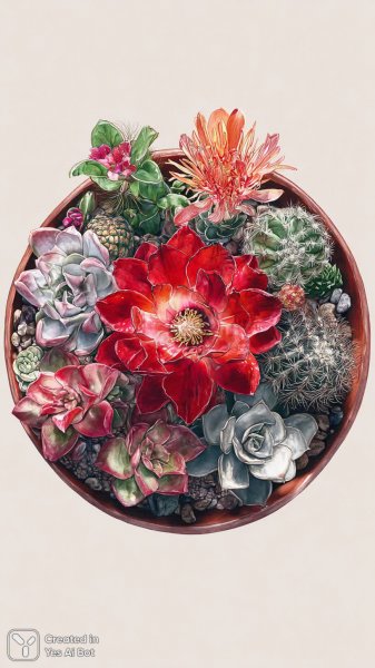 Милый кот и кактусы в флорариуме: фото в студийной атмосфере. Изображение из нейросети Midjourney