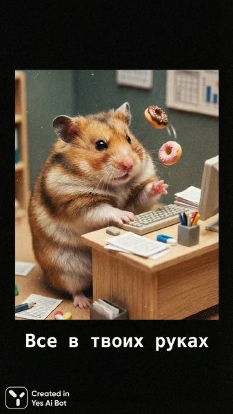 Беспомощный хомяк и сложная работа: комичная иллюстрация отчаяния. Картинка из нейронной сети Nano Banana