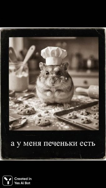 Печеньки у хомяка: кулинарный провал и мотивация к действию. Картинка из нейросети NanoBanana