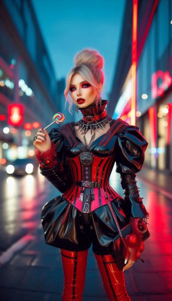 Блондинка в киберпанк стиле: соблазнительный образ городского вечера. Изображение из нейросети Dalle
