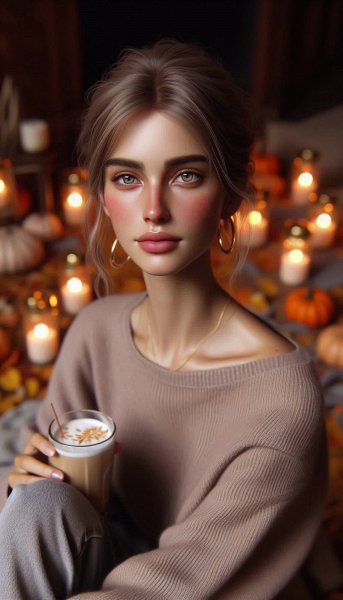 Осеннее настроение: уютный образ с латте и фонарями. Генерация из нейросети Dalle