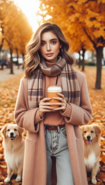 Осенняя элегантность в городском парке. Нейронная сеть Dalle 3