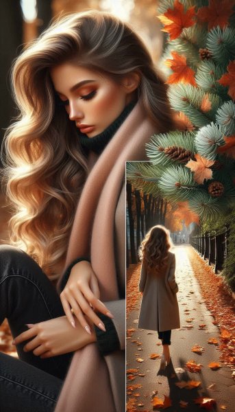 Осеннее настроение: прогулка в парке и нежный женственный образ. Генерация из нейронной сети Dalle