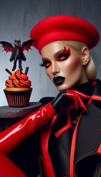 Неоновая блондинка: демон стиля и дерзкого макияжа. Генерация из нейросети Dalle