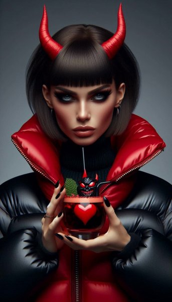 Яркая бимбо: куртка, коктейль и загадочная романтика. Генерация из нейронной сети Dalle