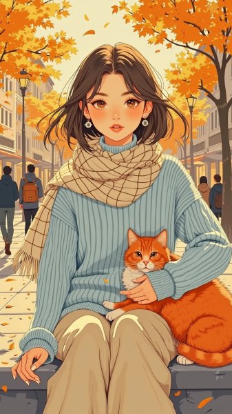 Осеннее спокойствие: уютный город и нежная красота момента. Картинка из нейронной сети Flux 1