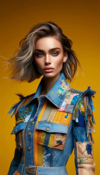 Яркая мода: деним, краски и уверенность. Картинка из нейросети Dalle