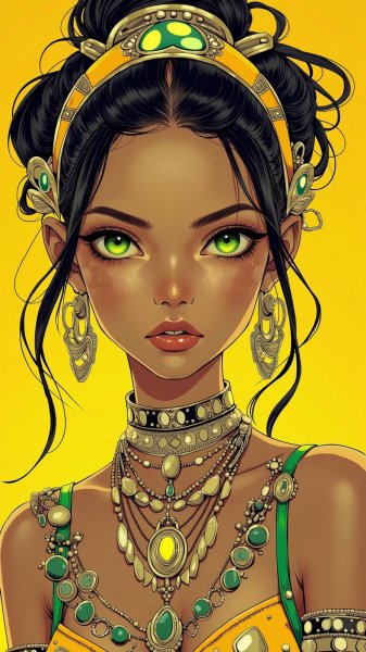 Изумрудный взгляд: мода и красота в деталях. Генерация из нейронной сети Flux 1