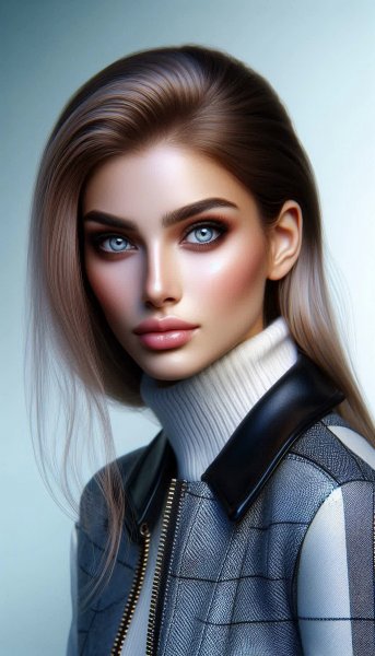 Загадочная красота: взгляд сероглазой модели в деталях фотореализма. Картинка из нейросети Dalle