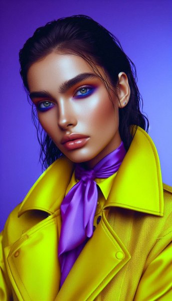 Яркий портрет: смелость цвета и взгляда в неоновом стиле. Изображение из нейронной сети Dalle