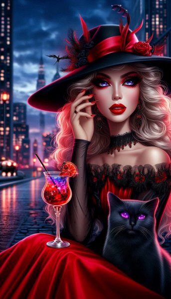 Загадочная красотка в вечернем городе. Нейросеть Dalle