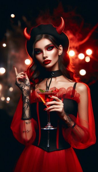 Красная вампирша: Ночная элегия в неоновом свете. Нейронная сеть Dalle