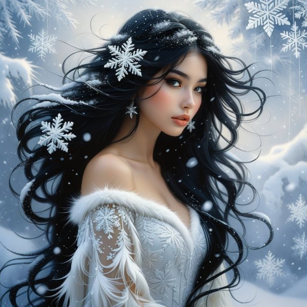 Мир фурри: девушка в стиле минимализма и зимней сказки. Генерация из нейросети Stable Diffusion