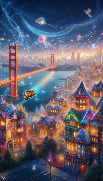Волшебный Сан-Франциско: сказочный город в цифровой живописи. Генерация из нейронной сети Dalle