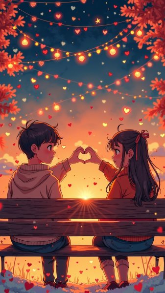 Любовь и нежность в осеннем парке: романтичный момент для двоих. Генерация из нейросети Flux.1