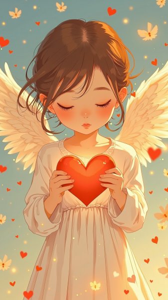 Нежность сердца в пастельных тонах: иллюстрация любви и тепла. Картинка из нейронной сети Flux.1