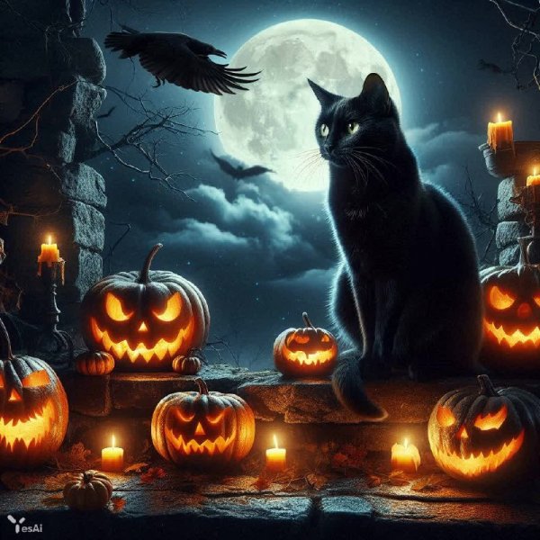 Ночная тайна старого сундука и тыквенного света. Генерация из нейросети Dalle