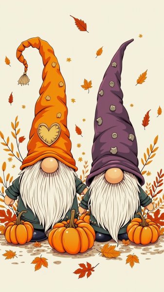 Забавные гномы: яркий осенний праздник с волшебными деталями. Генерация из нейросети Flux.1