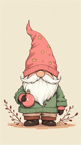 Милый гном с праздничным настроением и золотыми звездами на шляпе. Нейронная сеть Flux.1