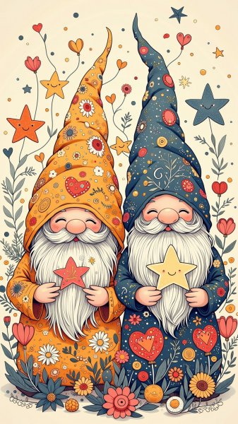 Загадочные гномы: волшебное искусство в нежных тонах. Изображение из нейронной сети Flux.1