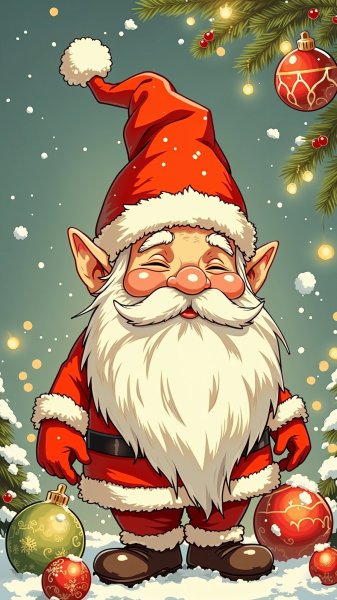 Веселый гном в праздничном наряде: волшебство новогоднего настроения. Нейросеть Flux Ai