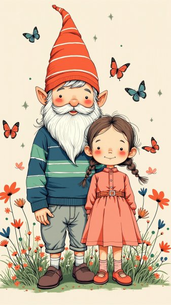 Лесные гномы: сказочная встреча в волшебном саду. Изображение из нейронной сети Flux 1