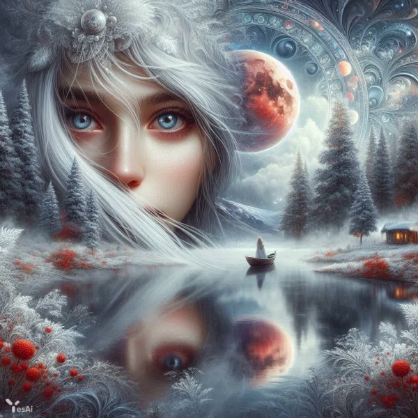 Осенний портрет: макросъемка, отражения и сказочный пейзаж. Изображение из нейронной сети Dalle 3