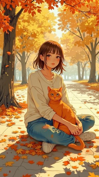 Осеннее тепло и уют с рыжим котом. Изображение из нейронной сети Flux 1