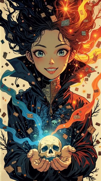 Вампир в огне: двойная экспозиция старых писем и таинственного леса. Нейронная сеть Flux Ai