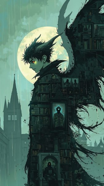 Тёмный инкуб: готика и фэнтези в артистичной фотографии двойной экспозиции. Картинка из нейросети Flux.1