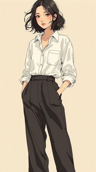 Молодая женщина в летнем гардеробе и брюках-палаццо. Нейросеть Flux Ai