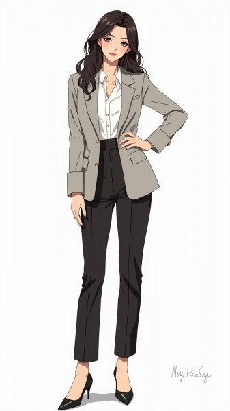 Элегантный образ молодой женщины в деловом костюме. Нейронная сеть Flux.1