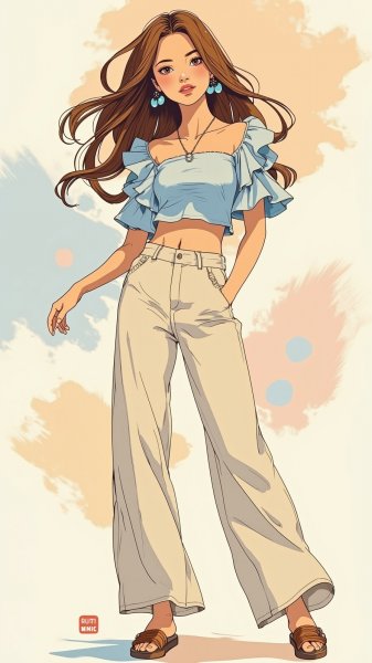 Летний образ: легкость и стиль в пастельных тонах. Генерация из нейронной сети Flux 1