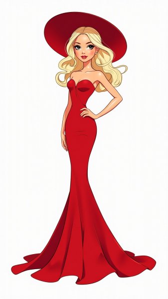 Барби в красном: эффектный образ и моресия. Нейронная сеть Flux.1