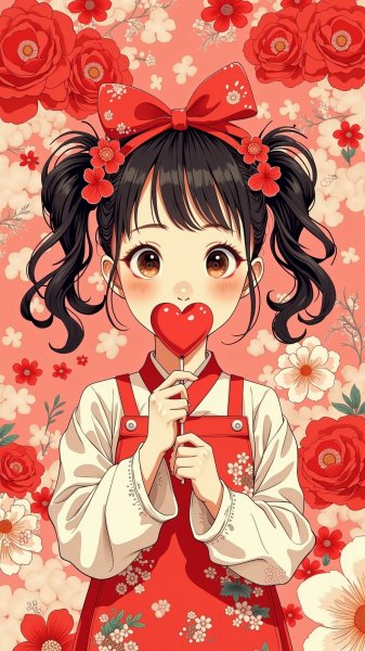 Яркая девочка с лолипоком: китайская нежность и диснеевский мультфильм. Изображение из нейронной сети Flux.1