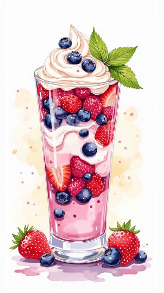 Яркий смузи из ягод – летнее наслаждение в стакане. Нейросеть Flux.1